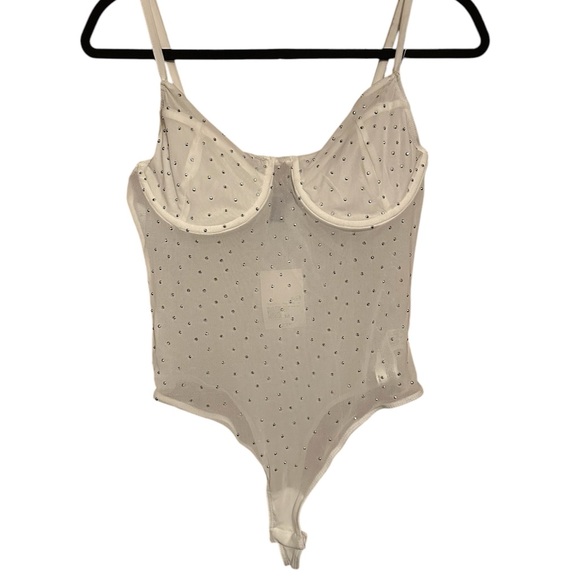 White Sheer Bodysuit with rhinestones - Picture 1 of 5